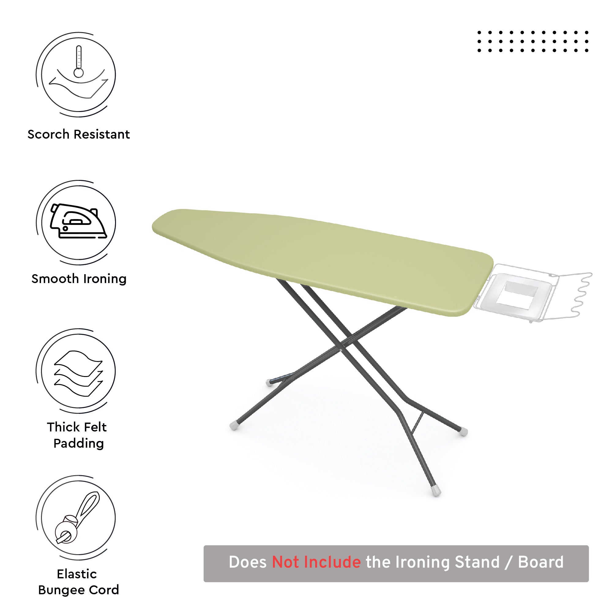 Canvas Sage Green Ironing Board Cover (Pack of 1)