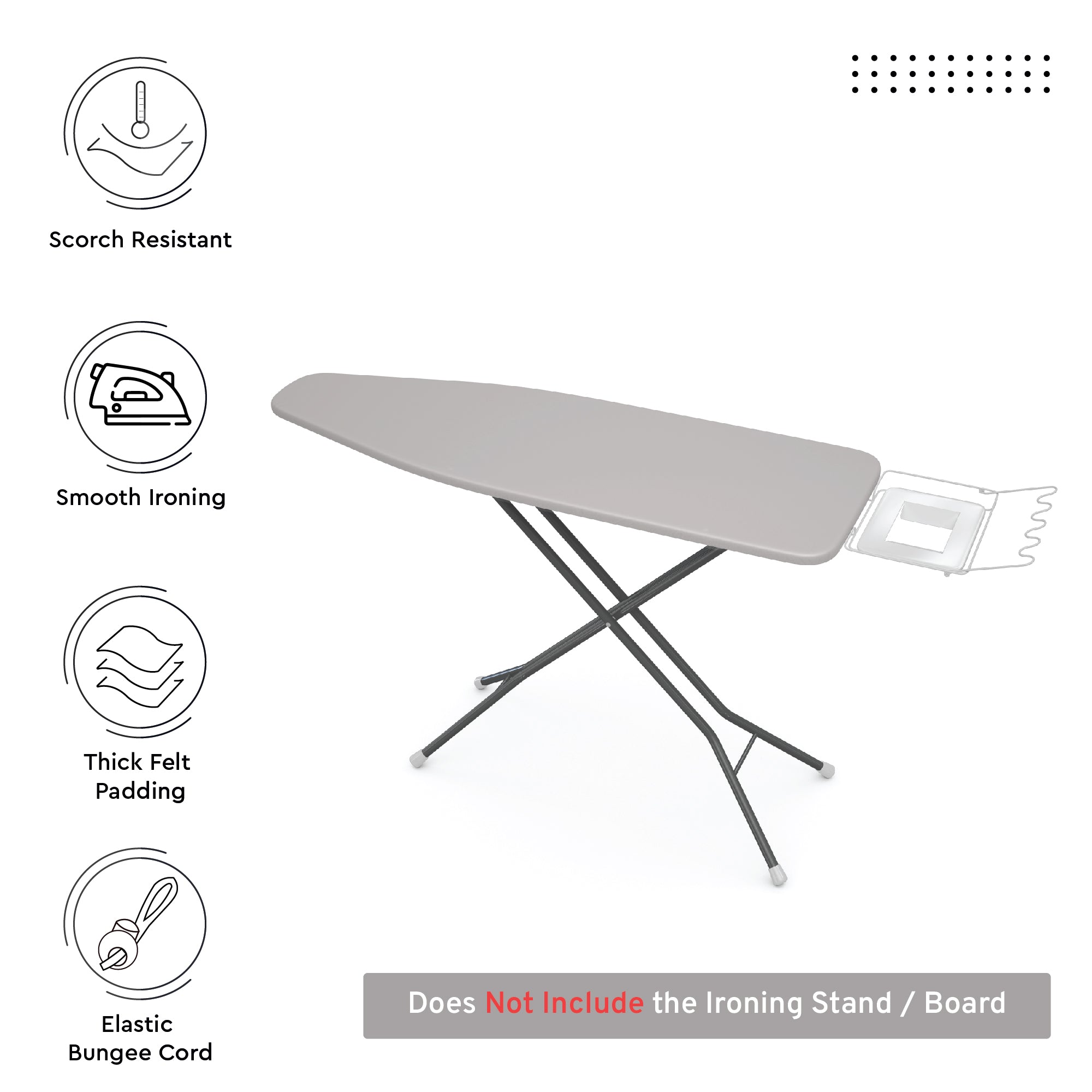 Canvas Light Grey Ironing Board Cover (Pack of 1)