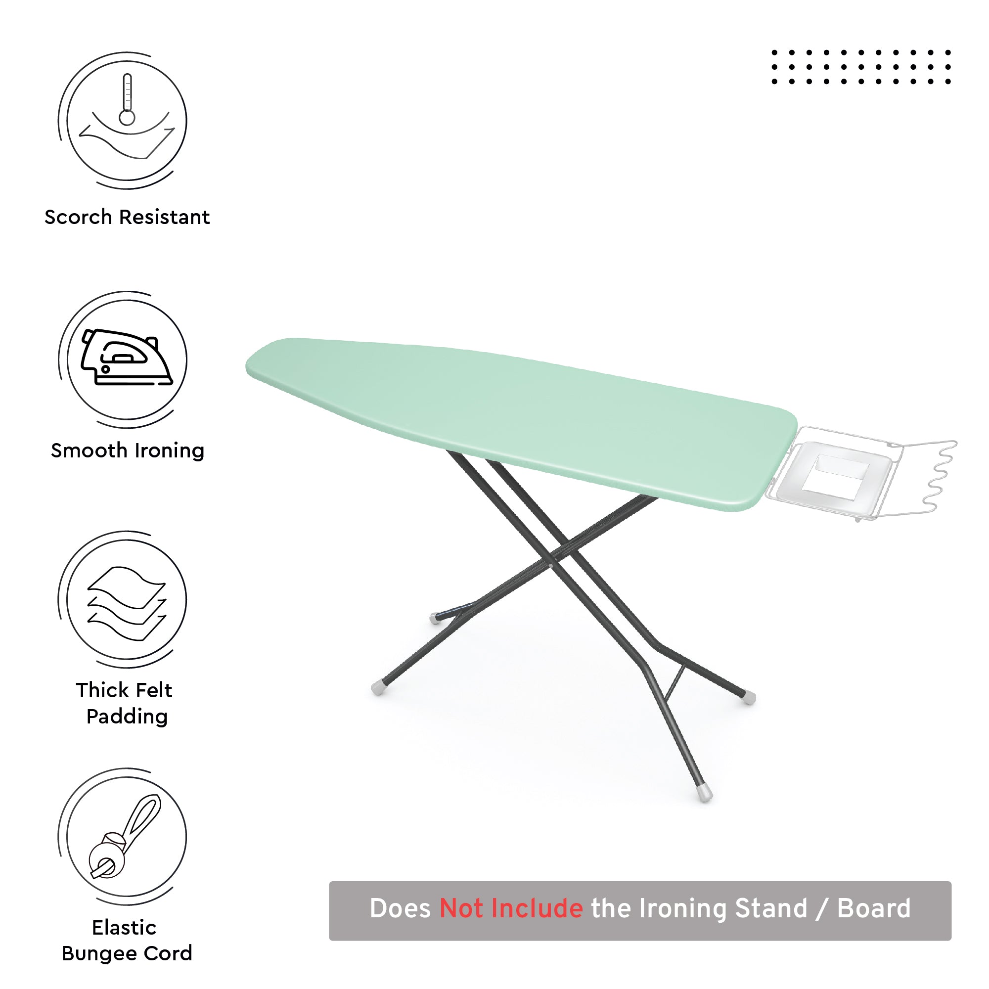 Canvas Mint Green Ironing Board Cover (Pack of 1)
