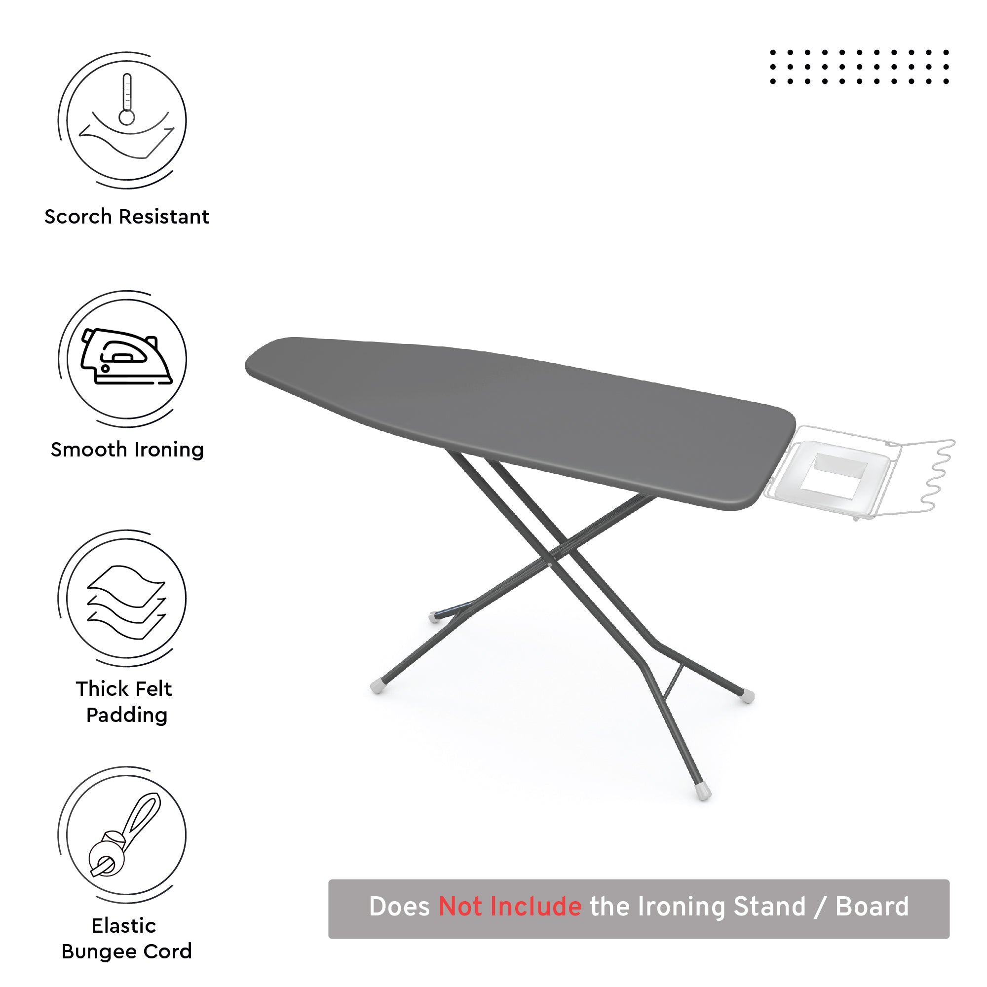 Canvas Grey Ironing Board Cover (Pack of 1)