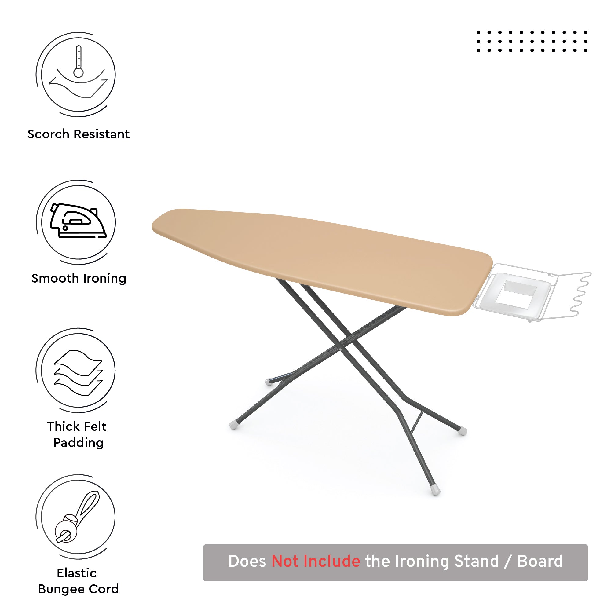 Canvas Light Beige Ironing Board Cover (Pack of 1)