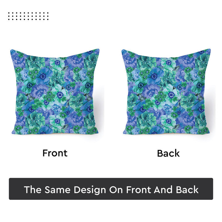 Blackout Polyester F2 Blue Cushion Cover (Pack of 2)