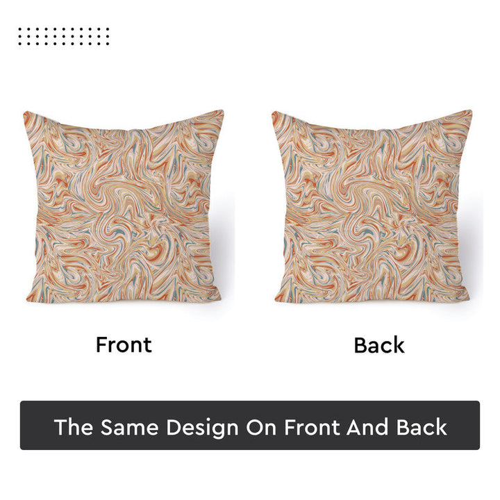 Blackout Polyester Marble Peach Cushion Cover (Pack of 2)
