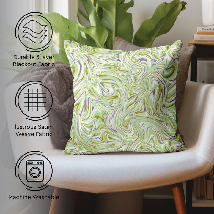 Blackout Polyester Marble Lime Cushion Cover (Pack of 2)