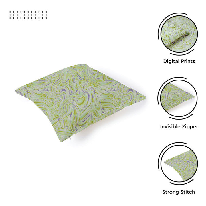 Blackout Polyester Marble Lime Cushion Cover (Pack of 2)