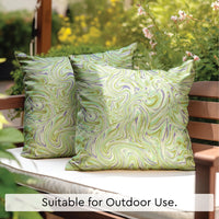 Blackout Polyester Marble Lime Cushion Cover (Pack of 2)