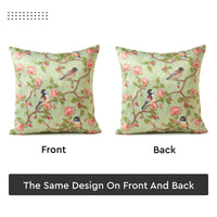 Blackout Polyester Sage Green Birds Cushion Cover (Pack of 2)