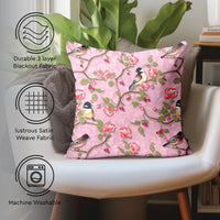 Blackout Polyester Dusty Pink Birds Cushion Cover (Pack of 2)