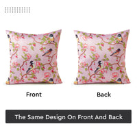 Blackout Polyester Dusty Pink Birds Cushion Cover (Pack of 2)