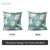 Blackout Polyester Gingko Blue Cushion Cover (Pack of 2)