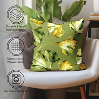 Blackout Polyester Gingko Green Cushion Cover (Pack of 2)