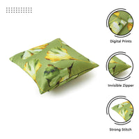 Blackout Polyester Gingko Green Cushion Cover (Pack of 2)