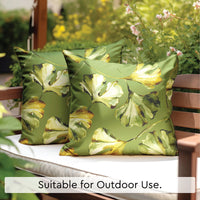 Blackout Polyester Gingko Green Cushion Cover (Pack of 2)