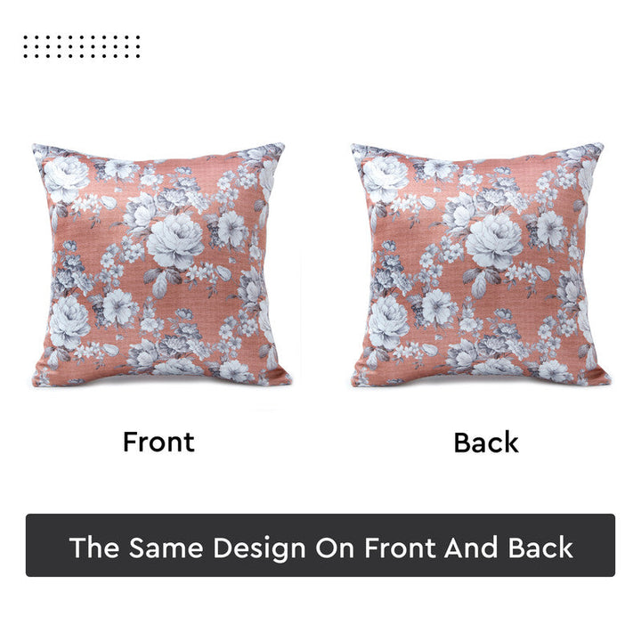 Blackout Polyester F4 English Rose Cushion Cover (Pack of 2)