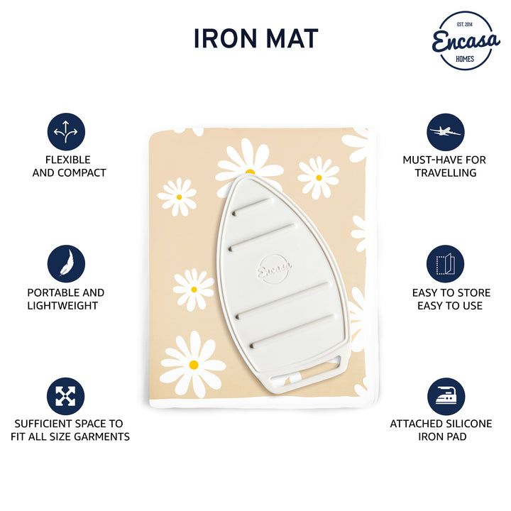Cotton Daisy Beige Ironing Mat (Pack of 1)