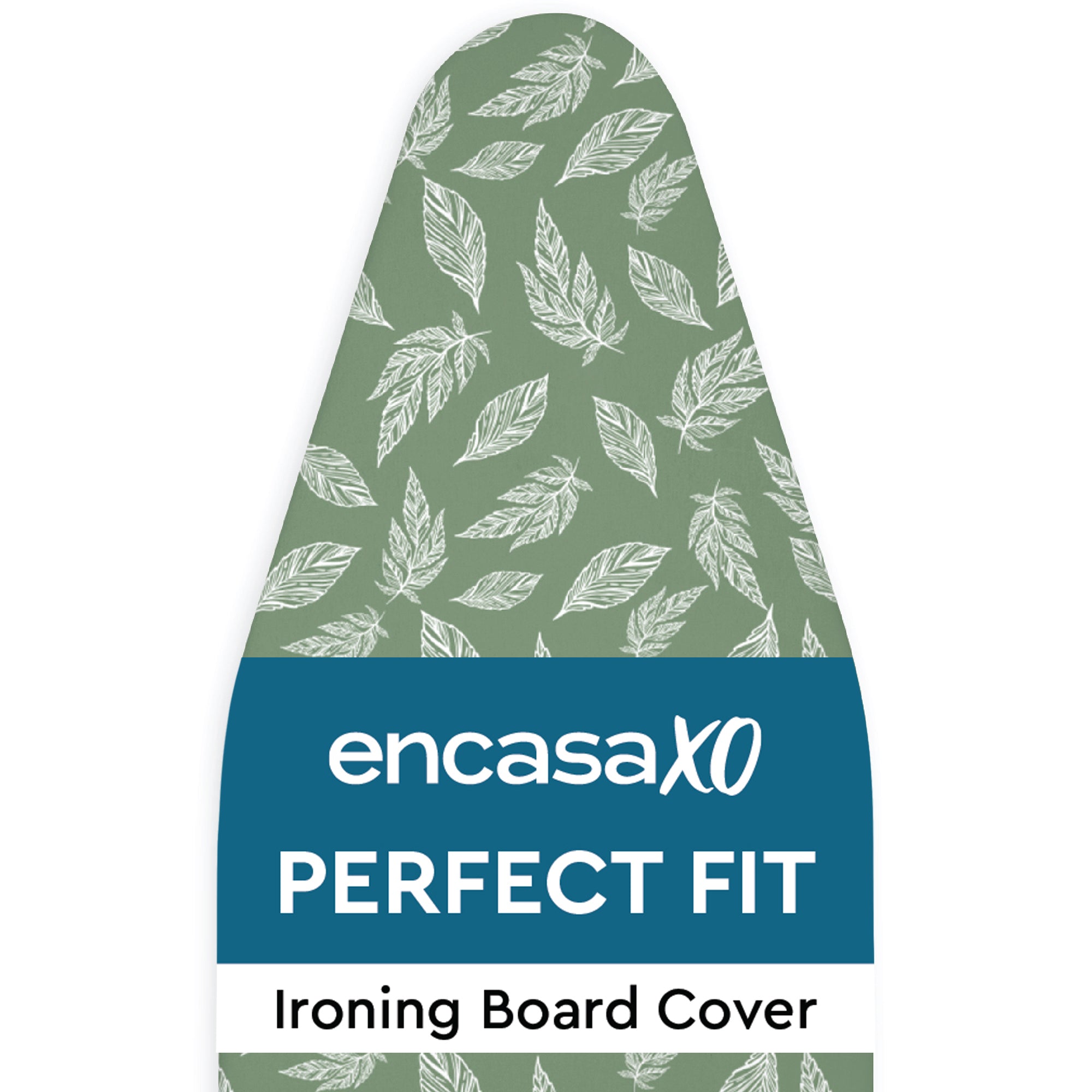 Cotton Big Leaves Green Ironing Board Cover (Pack of 1)