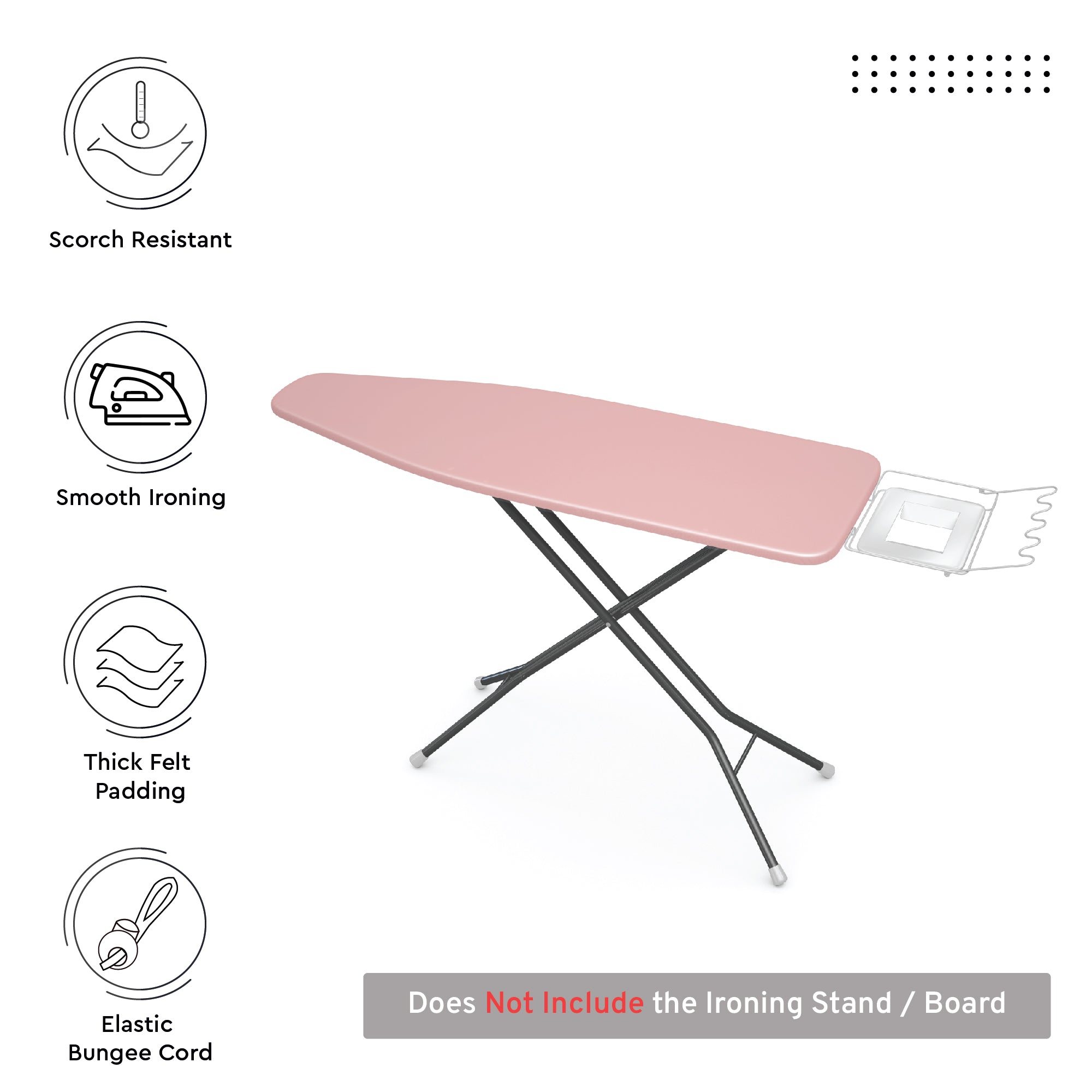 Canvas Mauve Ironing Board Cover (Pack of 1)