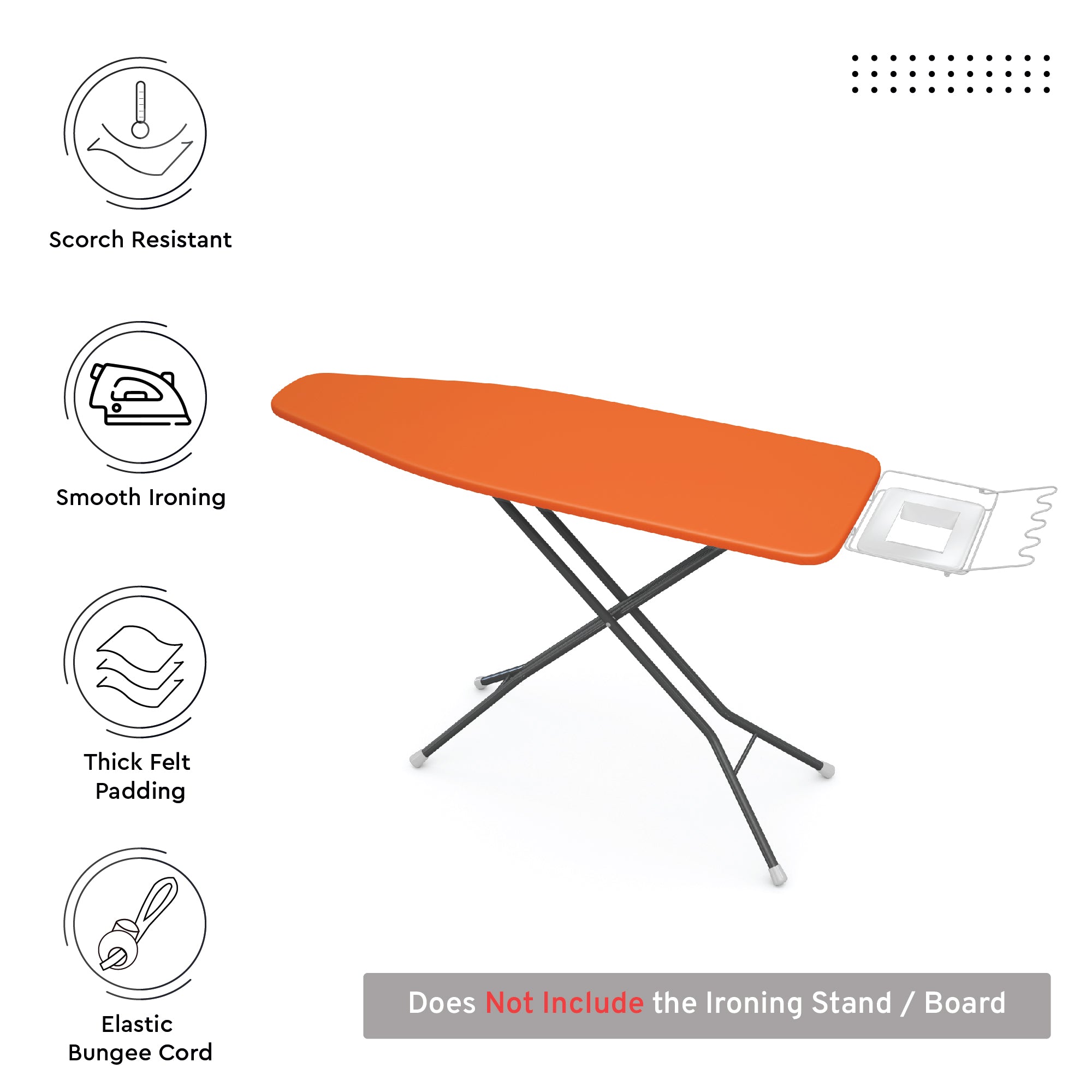 Canvas Orange Ironing Board Cover (Pack of 1)