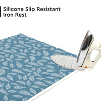 Cotton Big Leaves Blue Ironing Mat (Pack of 1)