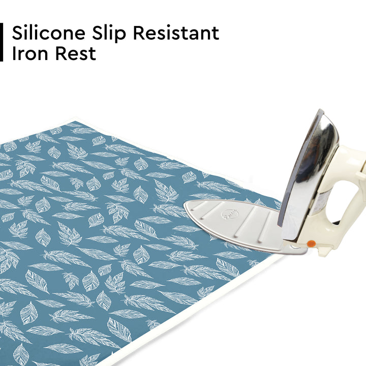 Cotton Big Leaves Blue Ironing Mat (Pack of 1)