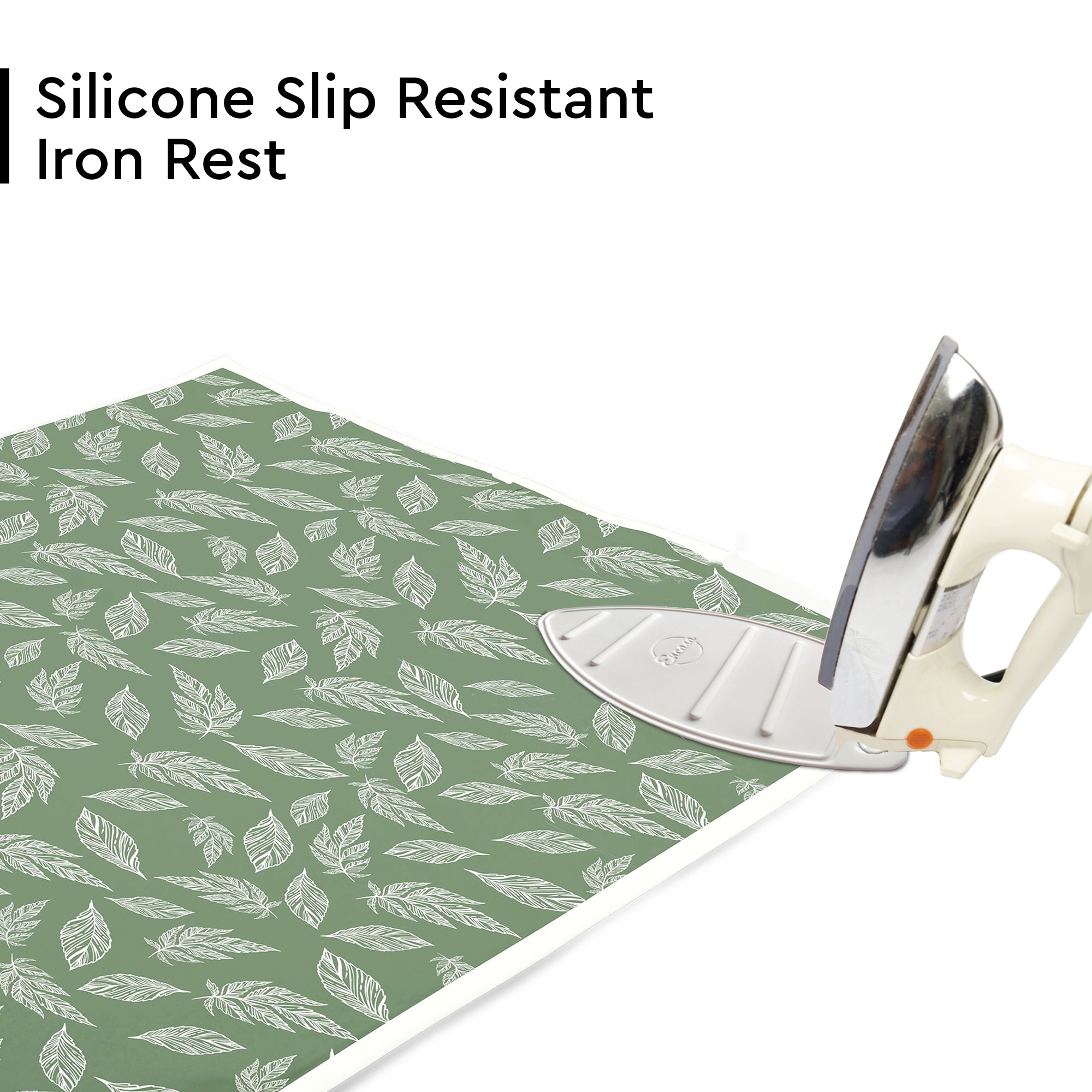 Cotton Big Leaves Green Ironing Mat (Pack of 1)