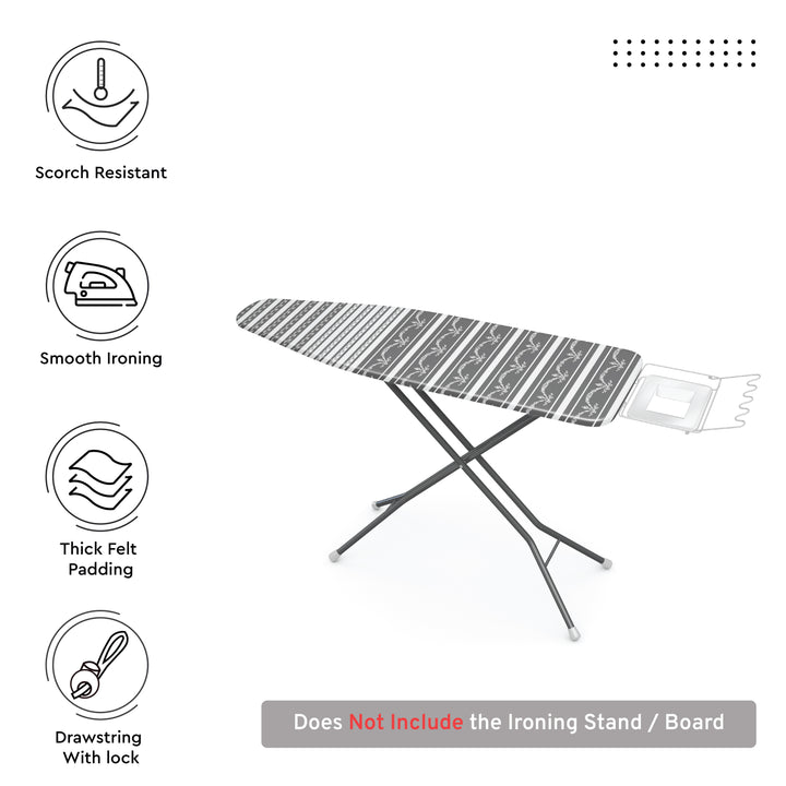 Cotton Grey Bunting Ironing Board Cover (Pack of 1)