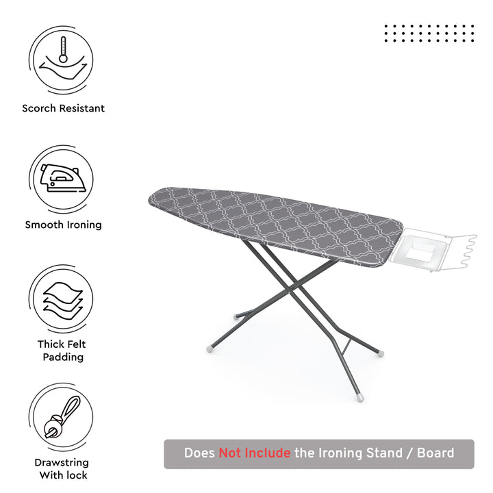 Cotton Grey Tiles Ironing Board Cover (Pack of 1)