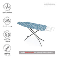 Cotton Big Leaves Blue Ironing Board Cover (Pack of 1)