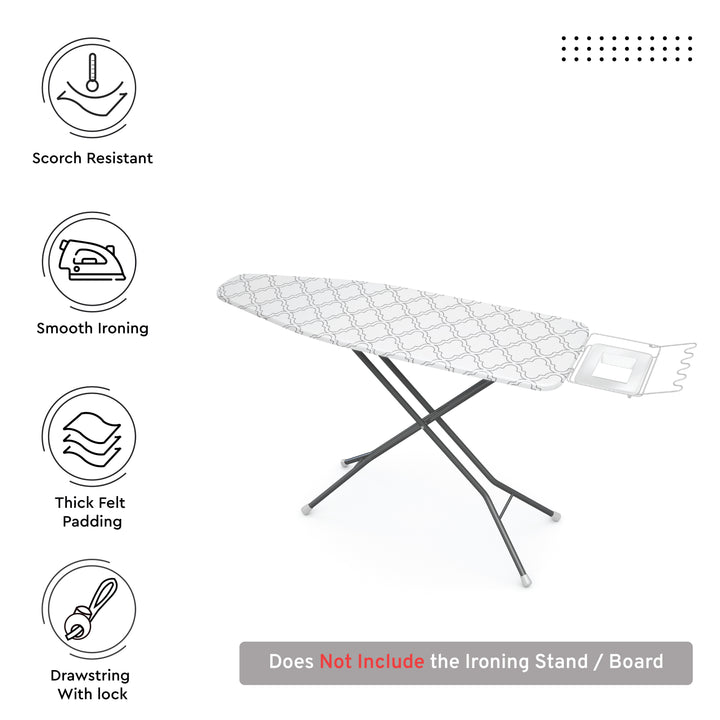 Cotton White Tiles Ironing Board Cover (Pack of 1)