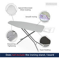 20s Sheeting - Silver Silver Premium Ironing Board Cover (Pack of 1)