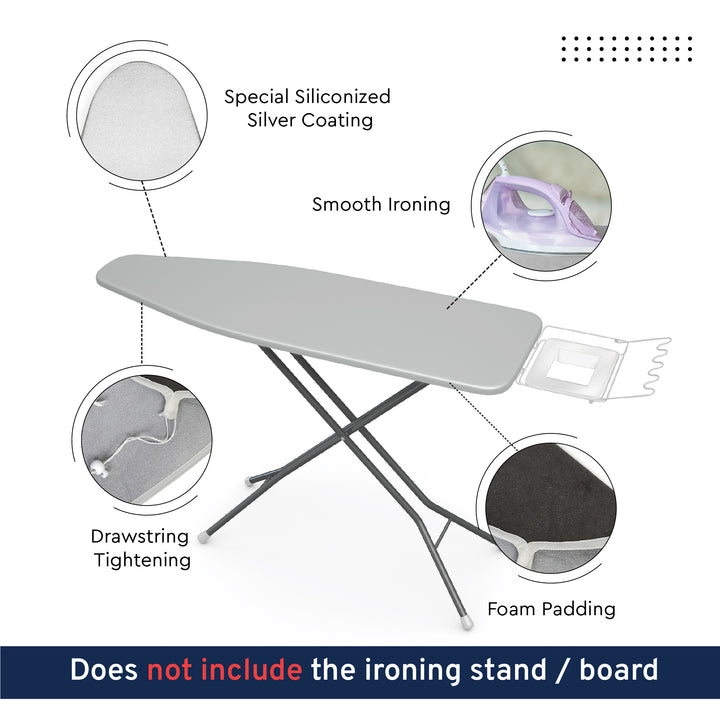 20s Sheeting - Silver Silver Premium Ironing Board Cover (Pack of 1)