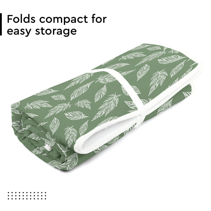Cotton Big Leaves Green Ironing Mat (Pack of 1)