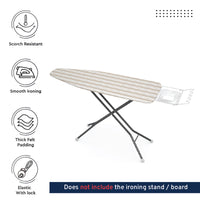 Cotton Franca Beige Stripes Ironing Board Cover (Pack of 1)