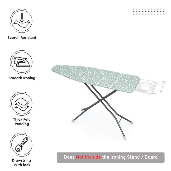 Cotton Green Leaflet Ironing Board Cover (Pack of 1)