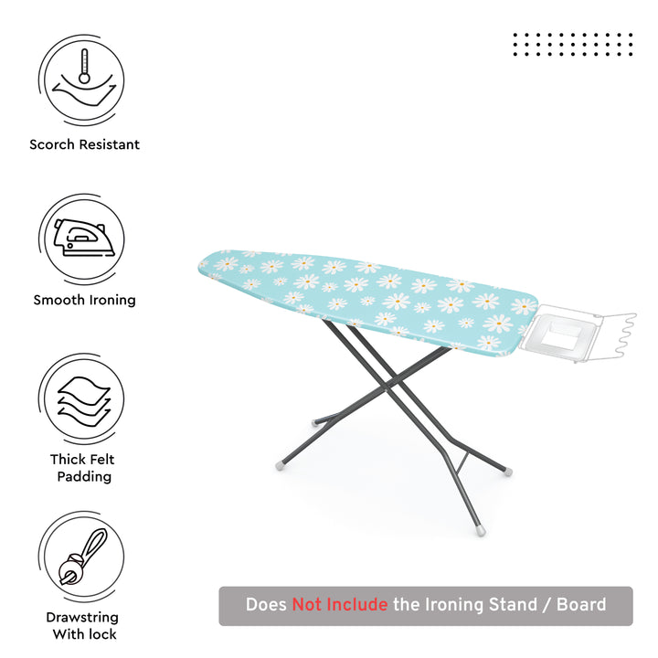 Cotton Daisy Blue Ironing Board Cover (Pack of 1)