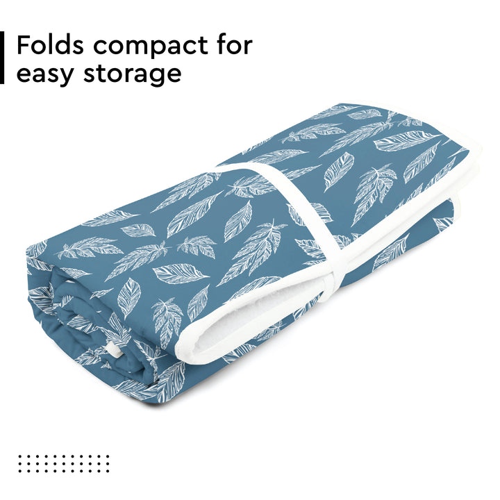 Cotton Big Leaves Blue Ironing Mat (Pack of 1)