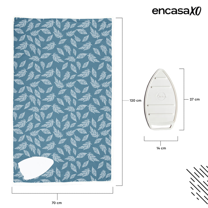 Cotton Big Leaves Blue Ironing Mat (Pack of 1)