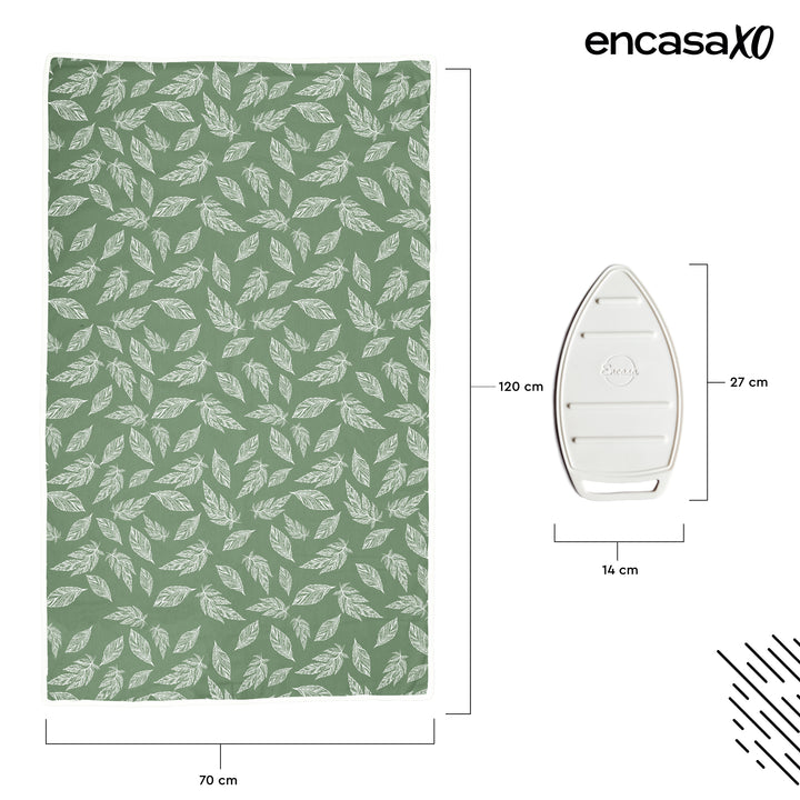 Cotton Big Leaves Green Ironing Mat (Pack of 1)