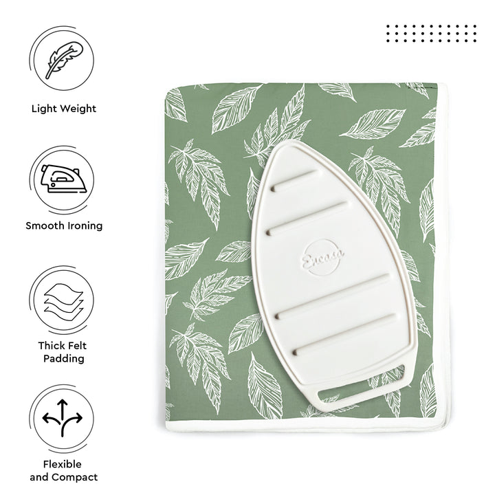 Cotton Big Leaves Green Ironing Mat (Pack of 1)