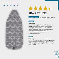 Cotton Grey Tiles Ironing Board Cover (Pack of 1)