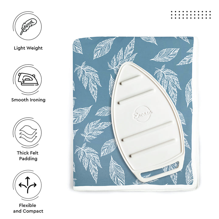 Cotton Big Leaves Blue Ironing Mat (Pack of 1)
