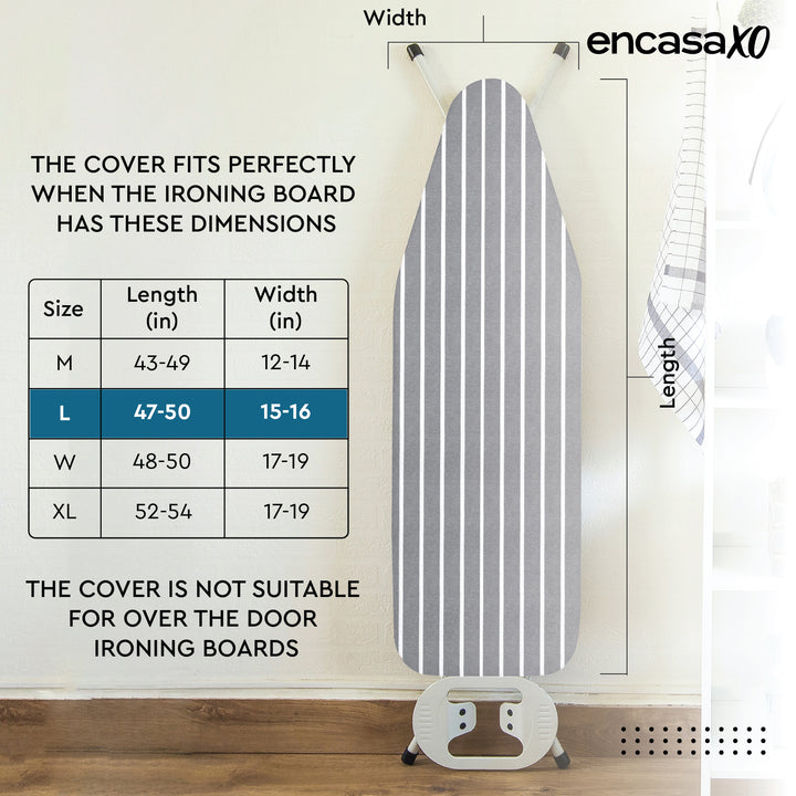 Cotton Roma Grey Stripes Ironing Board Cover (Pack of 1)