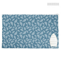 Cotton Big Leaves Blue Ironing Mat (Pack of 1)