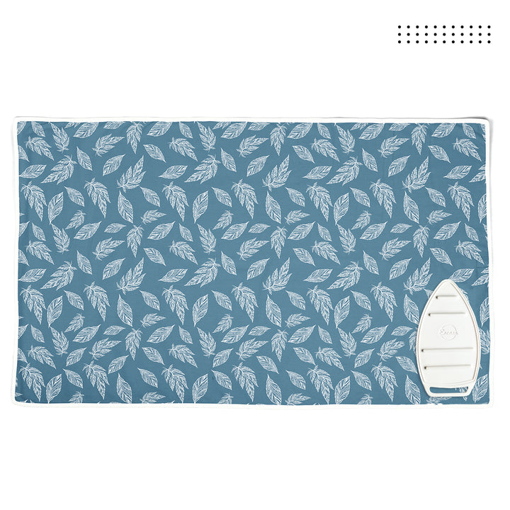 Cotton Big Leaves Blue Ironing Mat (Pack of 1)
