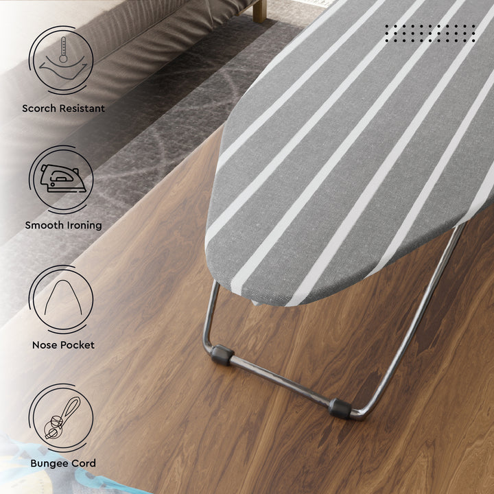 Cotton Roma Grey Stripes Ironing Board Cover (Pack of 1)