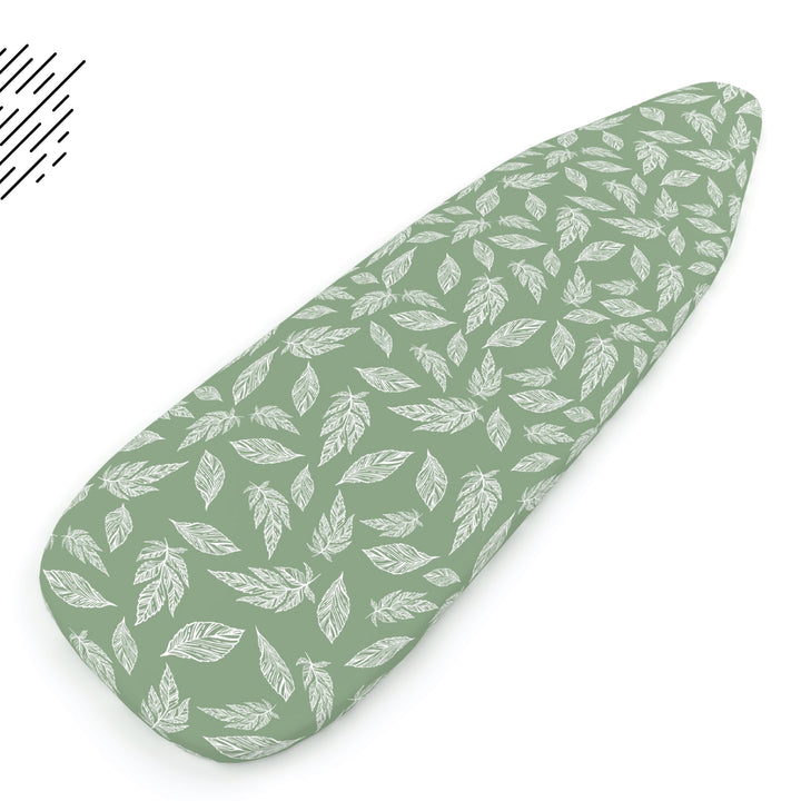 Cotton Big Leaves Green Ironing Board Cover (Pack of 1)