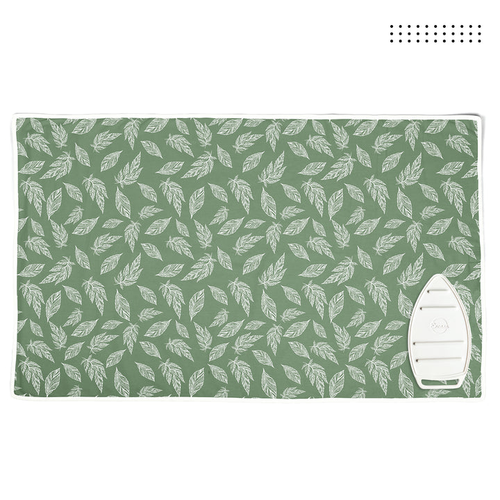 Cotton Big Leaves Green Ironing Mat (Pack of 1)