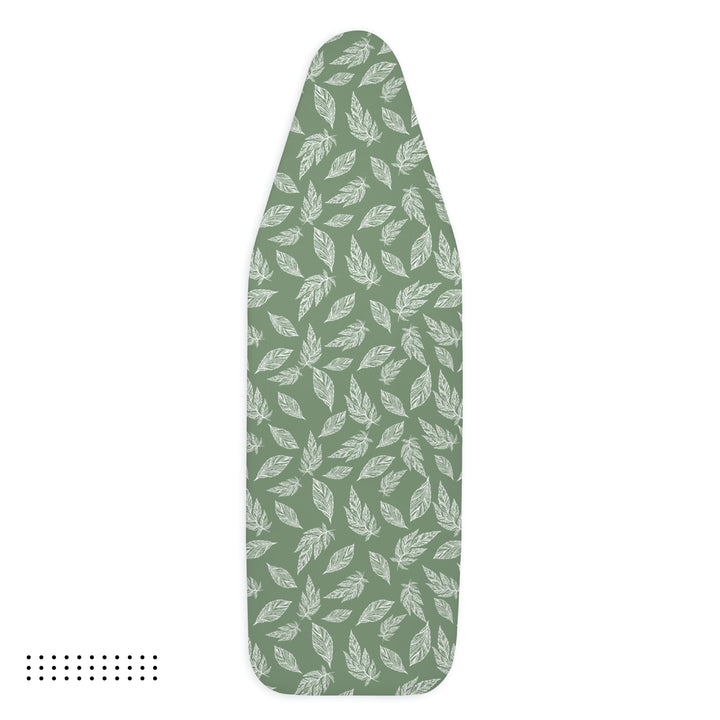 Cotton Big Leaves Green Ironing Board Cover (Pack of 1)
